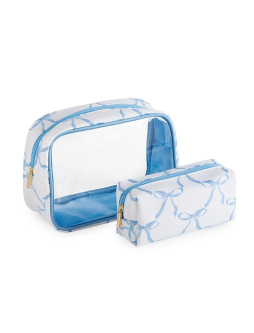 BOW SET OF 2 COSMETIC CASES, WHITE