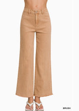 Load image into Gallery viewer, Acid Washed Frayed Cutoff Hem Straight Wide Pants
