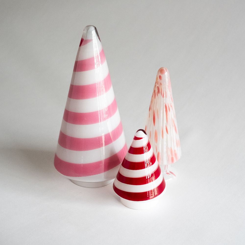 Candy Cane Stripe Glass Christmas Tree