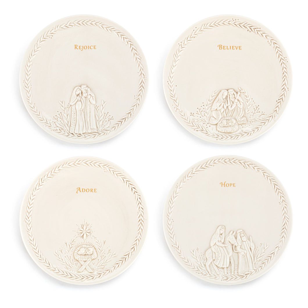 Ceramic Nativity Appetizer Plates - Set of 4