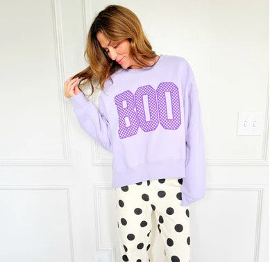 Checker Boo Puff Crop Sweatshirt