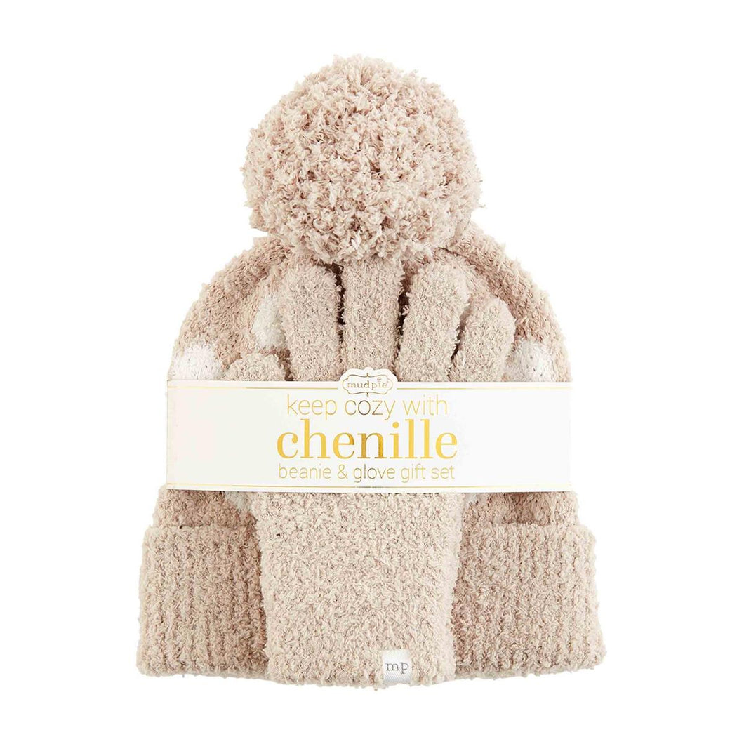 CHENILLE BEANIE AND GLOVES