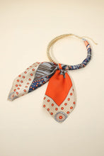 Load image into Gallery viewer, Scarf Choker - Abstract Fabric Scarf Double Bubble Chain Necklace
