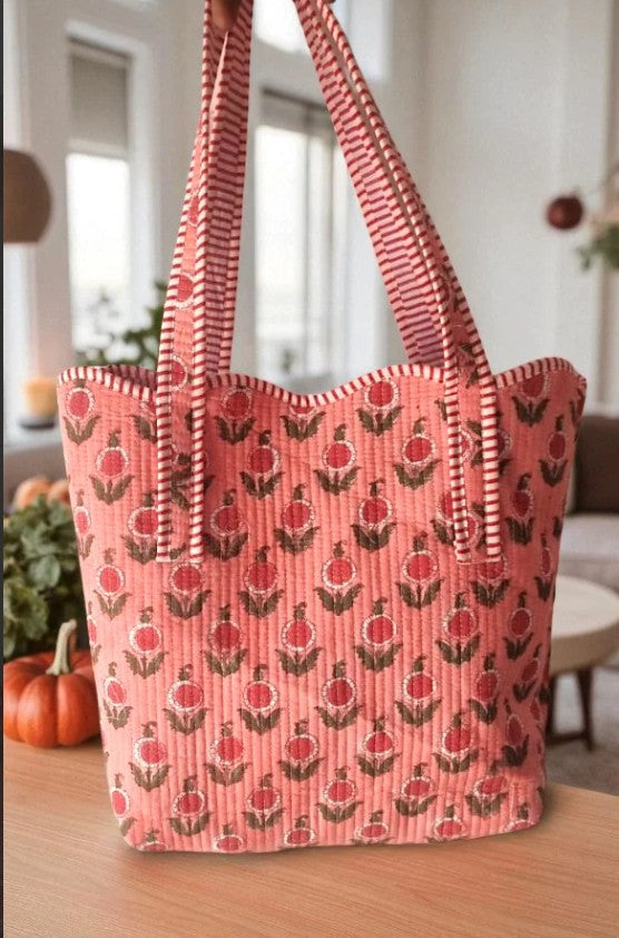 Cider Bloom Pink Scalloped Tote Bag