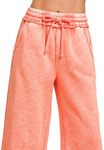Load image into Gallery viewer, Acid Wash Fleece Palazzo Pant With Pockets

