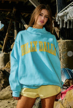 Load image into Gallery viewer, 'Dilly Dally' Print Reversible Mock neck Sweatshirt
