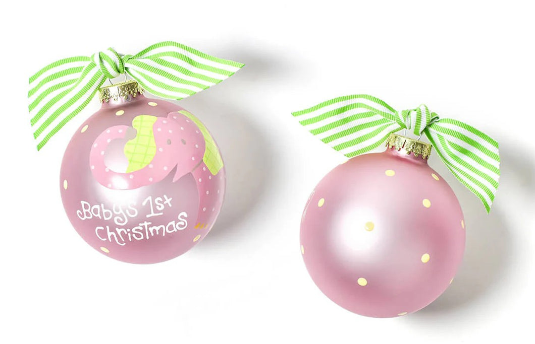 Baby's First Christmas Glass Ornament - Elephant