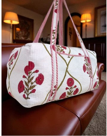 Ellison Burgundy Floral Duffle Bag