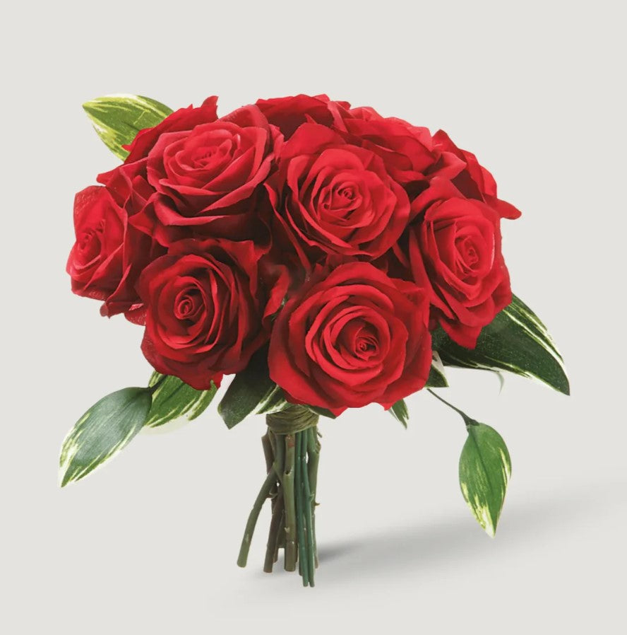 Faux Rose Flower Bouquet in Red - 11