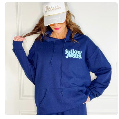 Puff Follow Jesus Navy Hoodie