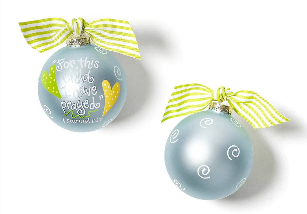 For This Child Blue Glass Ornament