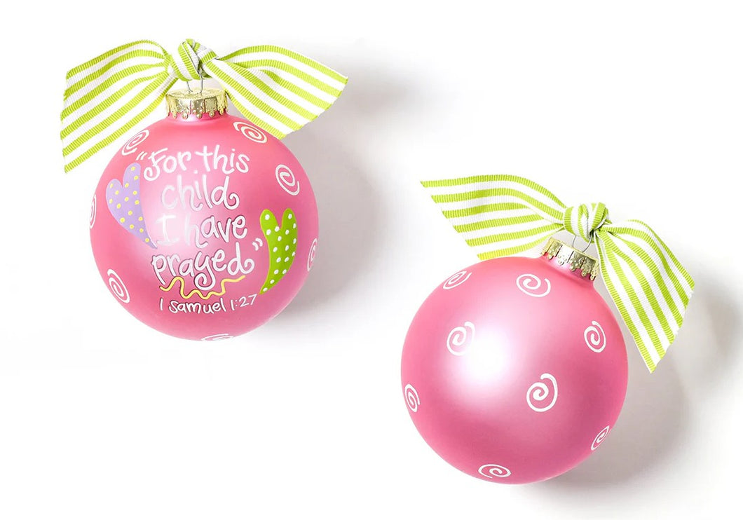 For This Child Pink Glass Ornament
