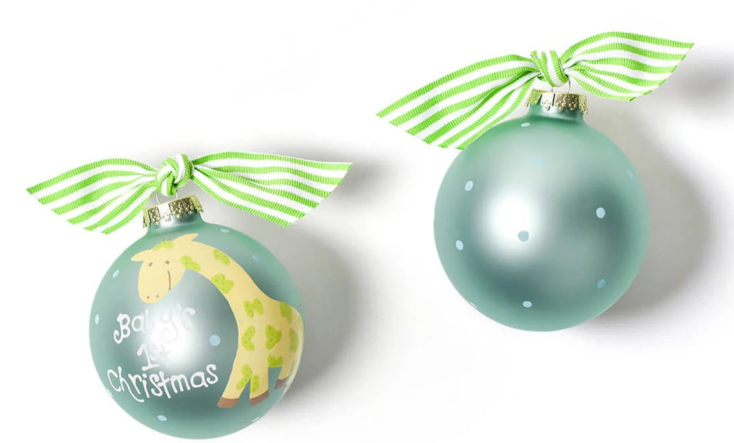 Baby's First Christmas Glass Ornament - Giraffe