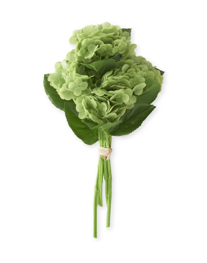 13 Inch Green Real Touch Hydrangea Bundle (6 Stems)