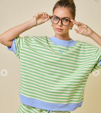 Load image into Gallery viewer, Mock Neck Striped Lounge Sweatshirt W/ 3/4 Sleeve
