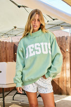 Load image into Gallery viewer, 'Jesus' Embroidered Mock Neck Sweatshirt
