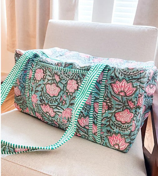 Lennon Blue Floral Duffle Bag