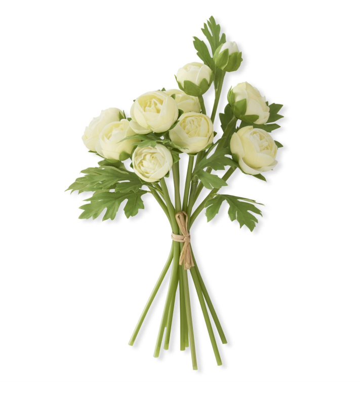 15 Inch Light Yellow Real Touch Ranunculus Bundle (10 Stems)