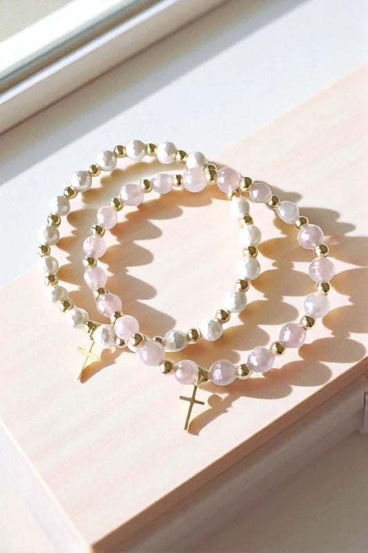 Lora Beaded Cross Pendant Bracelets