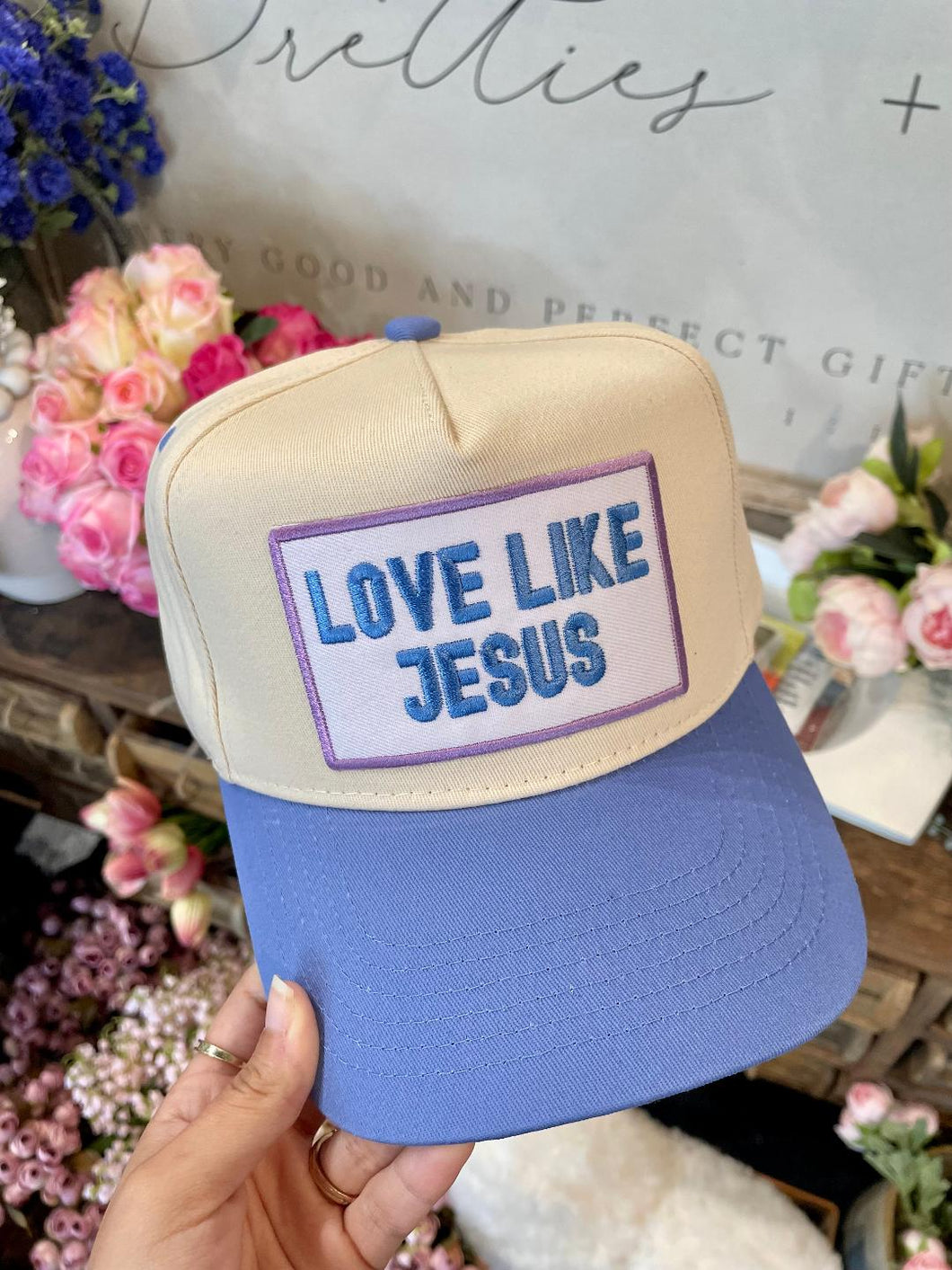 Love like Jesus - Vintage Trucker Hat - Periwinkle