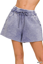 Load image into Gallery viewer, Acid Wash Fleece Drawstring Shorts With Pockets
