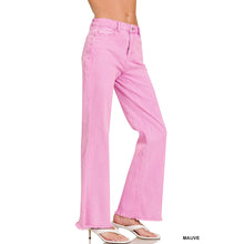 Load image into Gallery viewer, Acid Washed Frayed Cutoff Hem Straight Wide Pants
