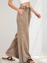Load image into Gallery viewer, Acid Wash Fleece Palazzo Pant With Pockets
