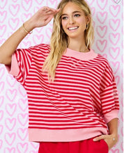 Load image into Gallery viewer, Mock Neck Striped Lounge Sweatshirt W/ 3/4 Sleeve
