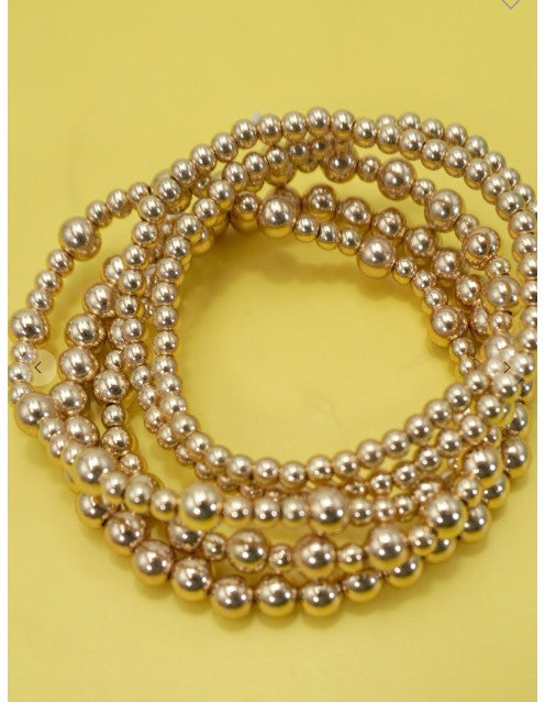 Multi Layer Gold Ball Chain Beaded Bracelet