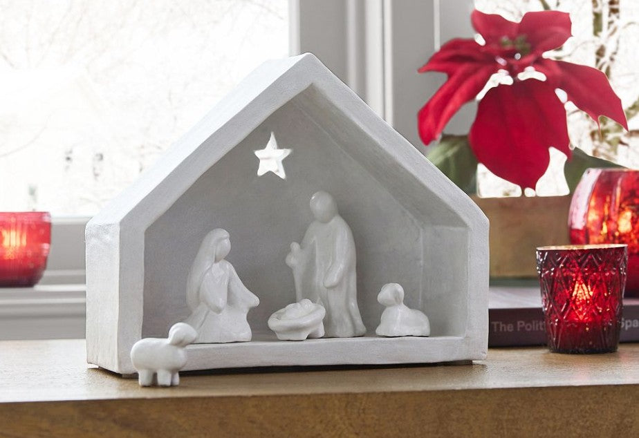White Ceramic Nativity Set