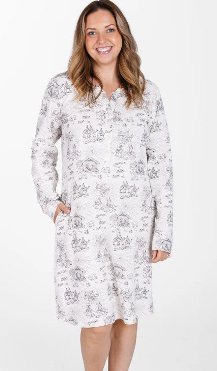 O Little Town of Bethlehem Womens Nightgown PJ Cotton