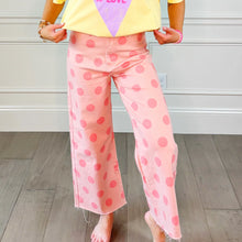 Load image into Gallery viewer, Big Polka Dot Stretchy Blush Denim
