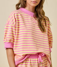Load image into Gallery viewer, Mock Neck Striped Lounge Sweatshirt W/ 3/4 Sleeve
