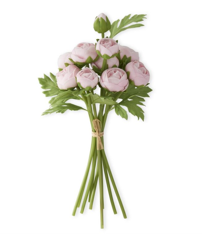 15 Inch Pink Real Touch Ranunculus Bundle (10 Stems)