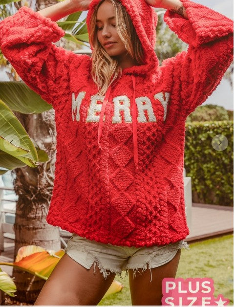 Soft Cable Knit Merry Hoodie Top