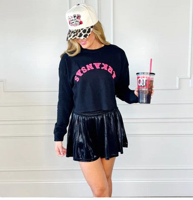 Puff Upside Down Arkansas Cropped Sweatshirt