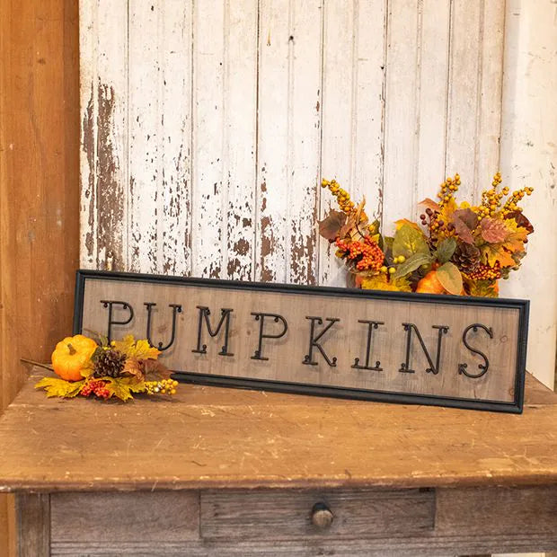 RUSTIC INDUSTRIAL FRAMED PUMPKINS SIGN
