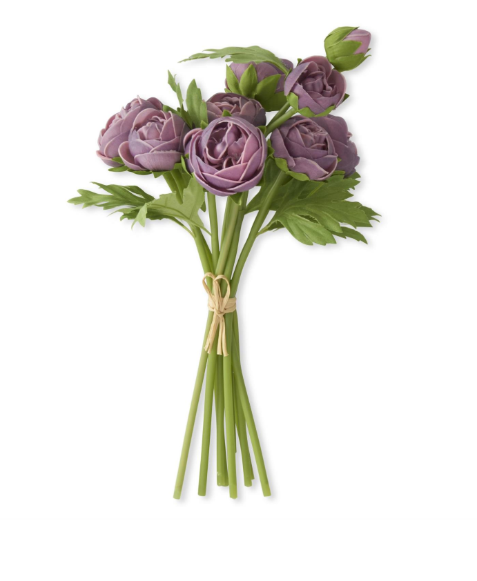 15 Inch Purple Real Touch Ranunculus Bundle (10 Stems)