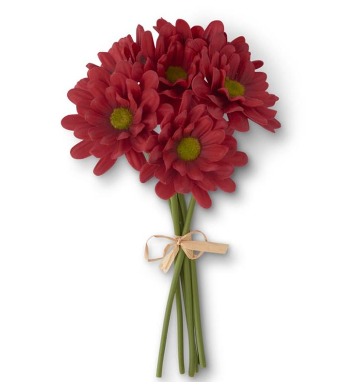 10 Inch Red Real Touch Daisy Bundle (6 Stem)