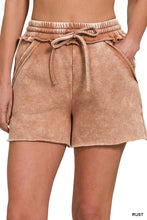 Load image into Gallery viewer, Acid Wash Fleece Drawstring Shorts With Pockets
