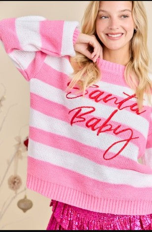 Santa Baby Sweater Bold Embroidered