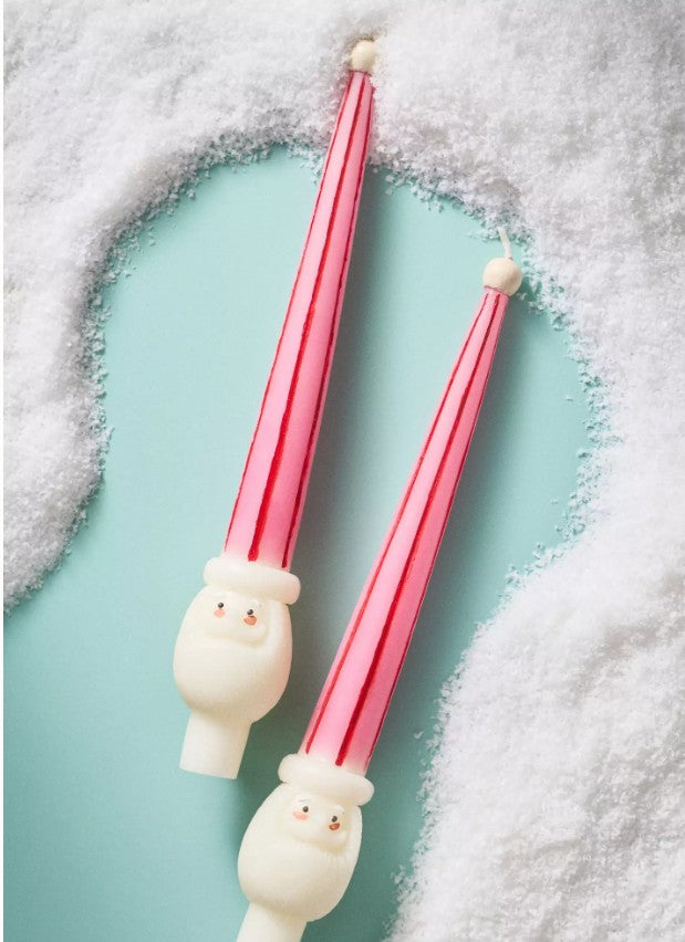 Santa Taper Candles, Set of 2