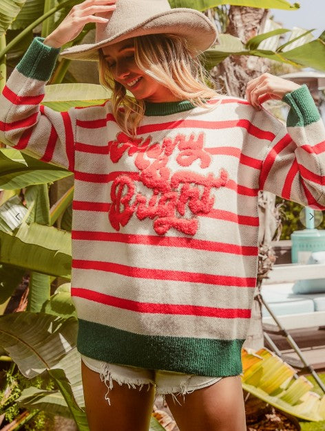 Christmas Theme Stripe Knit Top