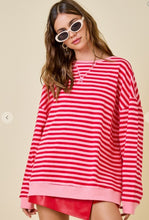 Load image into Gallery viewer, Oversized Stripe Knit Top With Contrasting Rib
