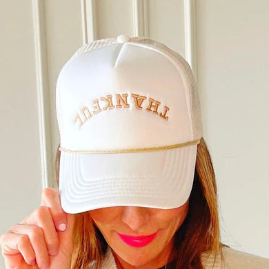 Thankful Trucker Hat | Ivory with Tan Rope