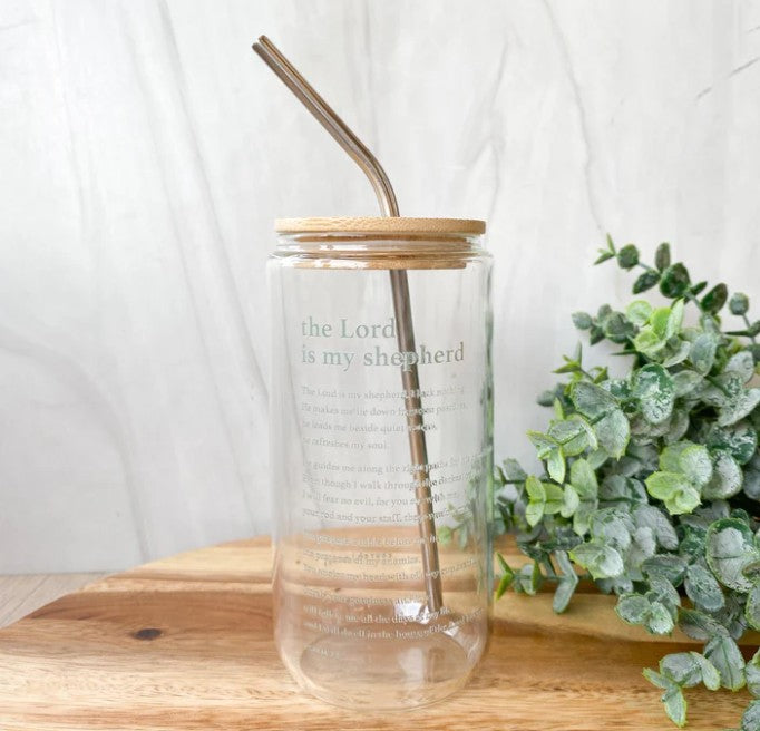 The Lord is my Shepherd Glass Can