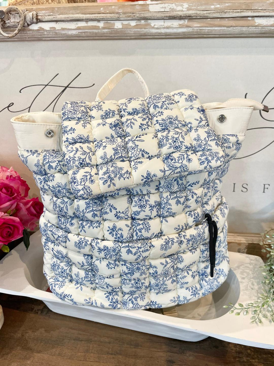 Sylvia Blue Floral Backpack