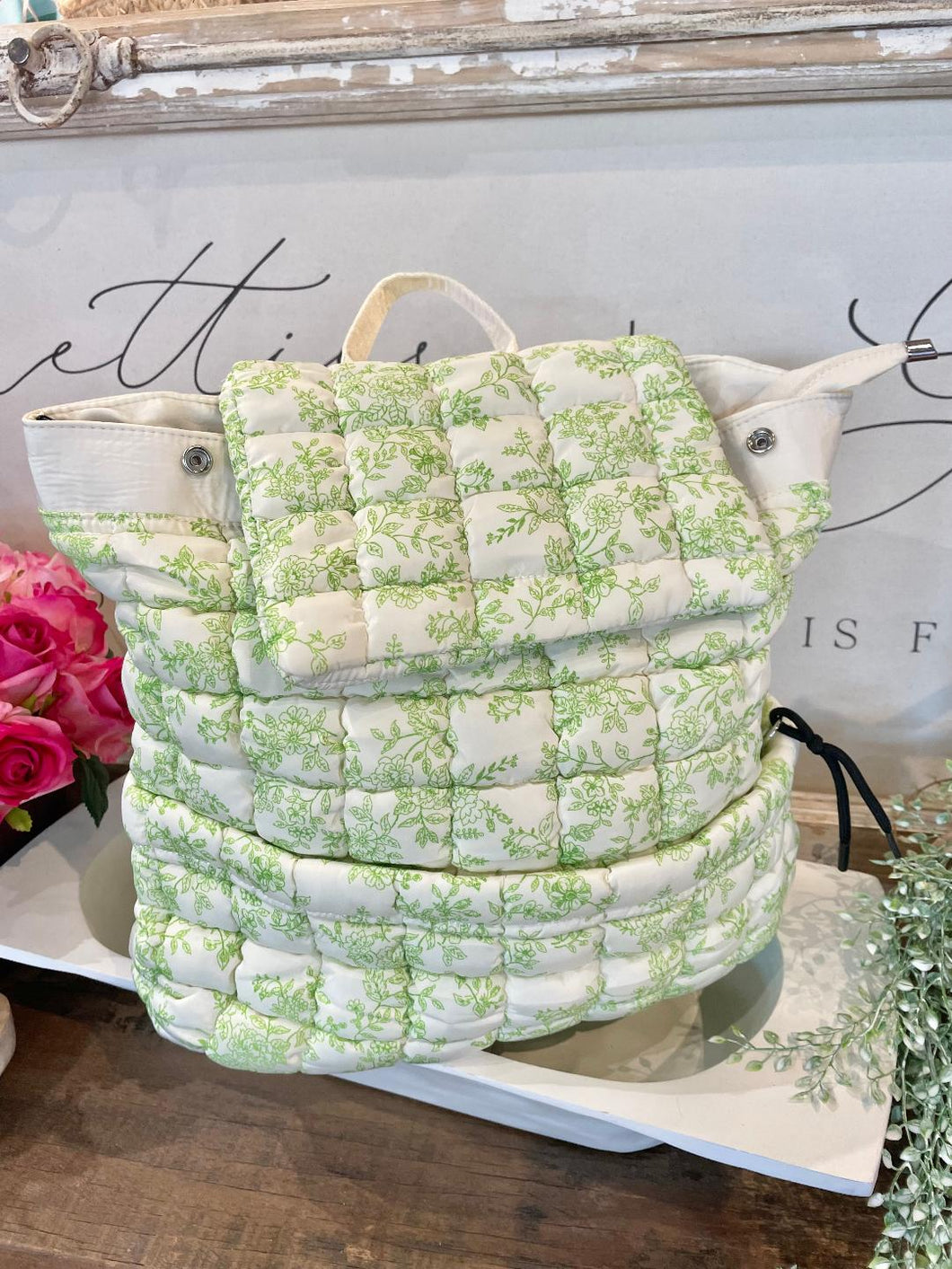 Sylvia Green Floral Backpack