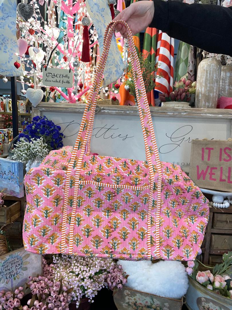Evelyn Pink Print Duffle Bag
