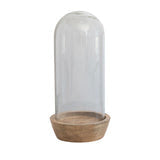 GLASS CLOCHE WITH WOOD BASE